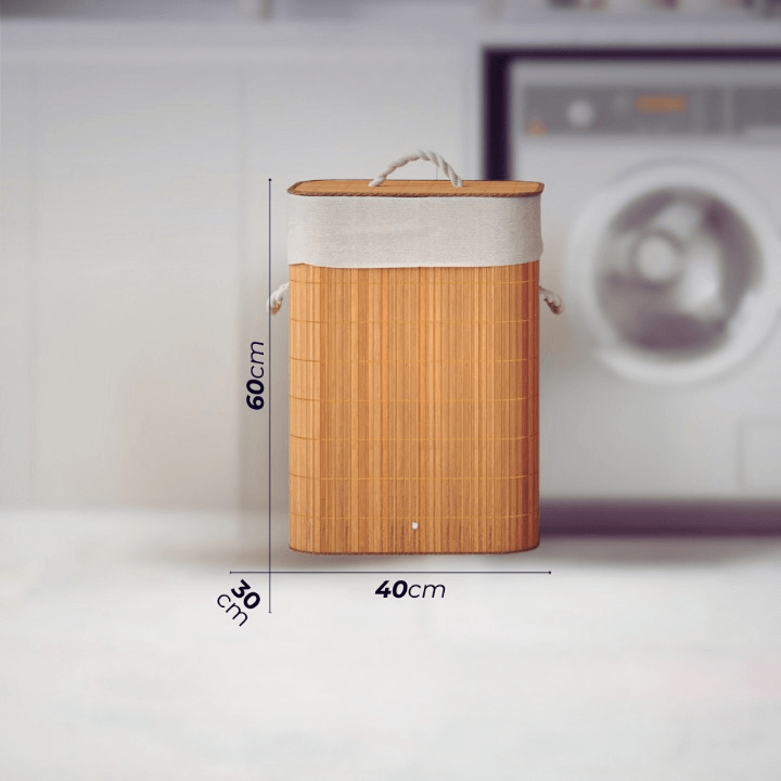 Cesto de Roupas Bambu OrganizeHome